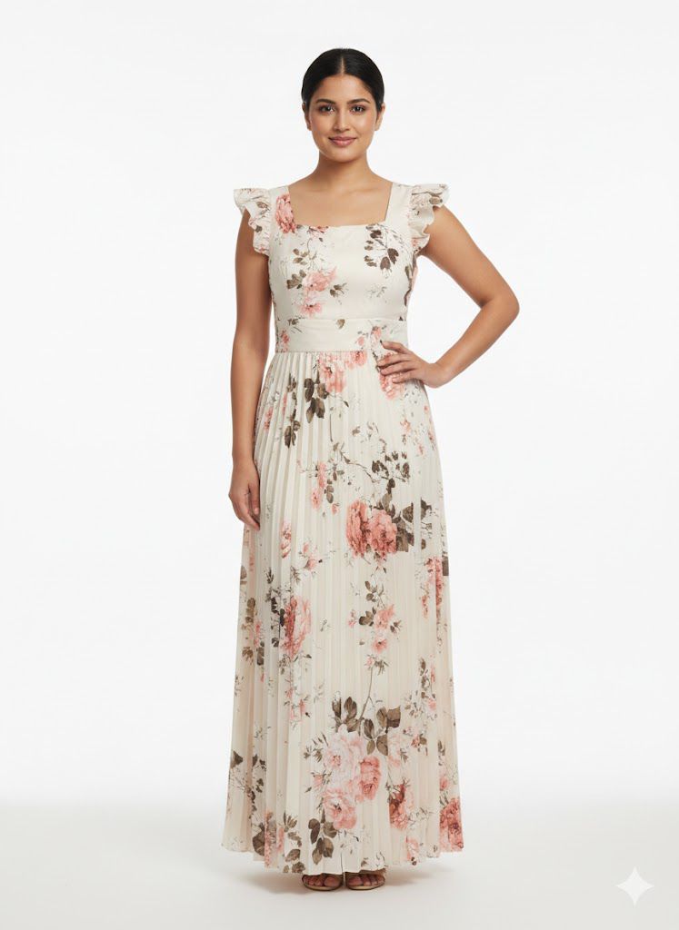 Crape long gown — Dresses, front view
