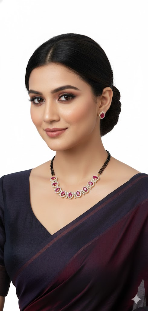 Black beads ( No Earings) — black Jewellery, front view