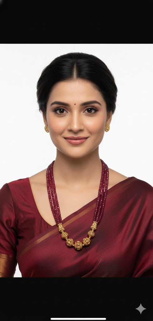 Beads Mala — maroon Jewellery, front view