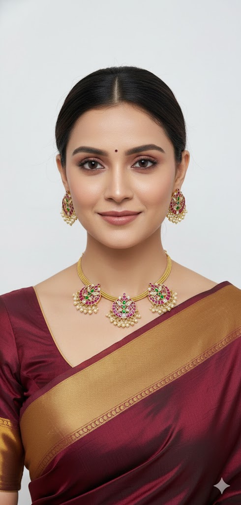Jadau necklace — gold Jewellery, front view