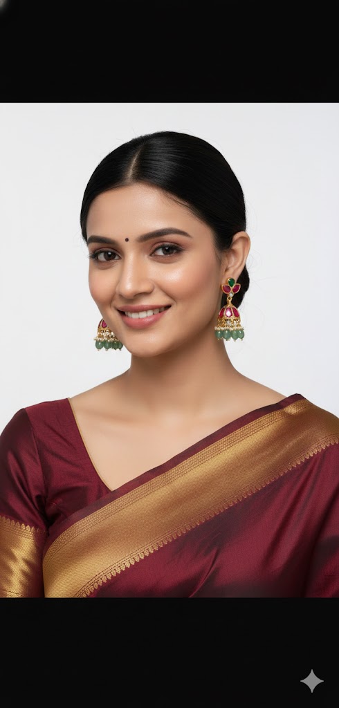 Jadau Khumkas — pink Jewellery, front view