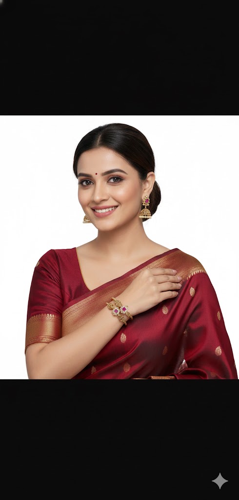 AD STONE LAKSHMI BANGLE SET - Size 2.6 — gold Jewellery, front view