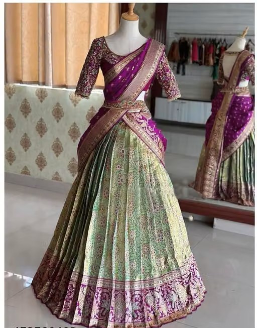 Soft Silk lehanga with stitched blouse — silk Lehengas, front view