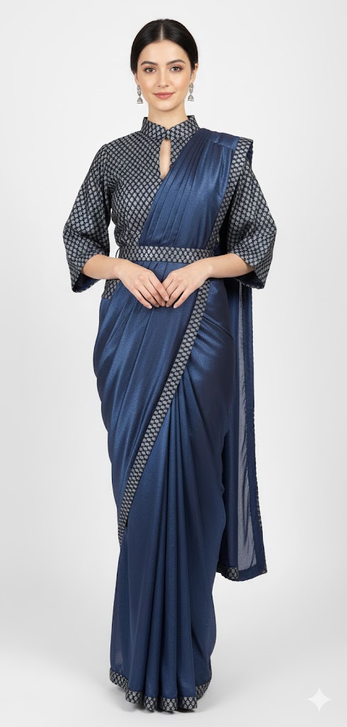 Ready To Wear Ruffle Saree for Party & Reception — Sarees, front view