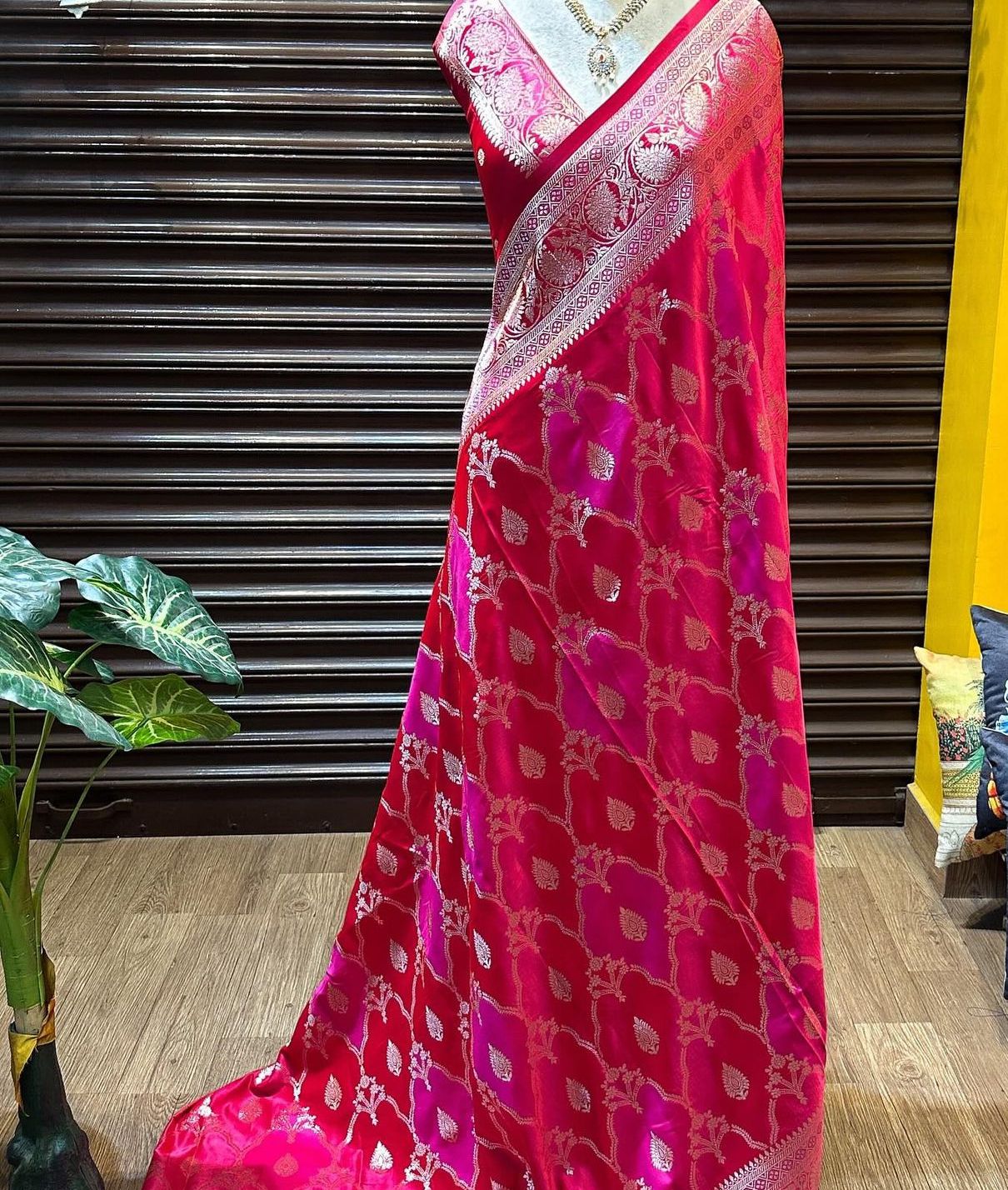 Banara saree with stitched blouse — Sarees, front view